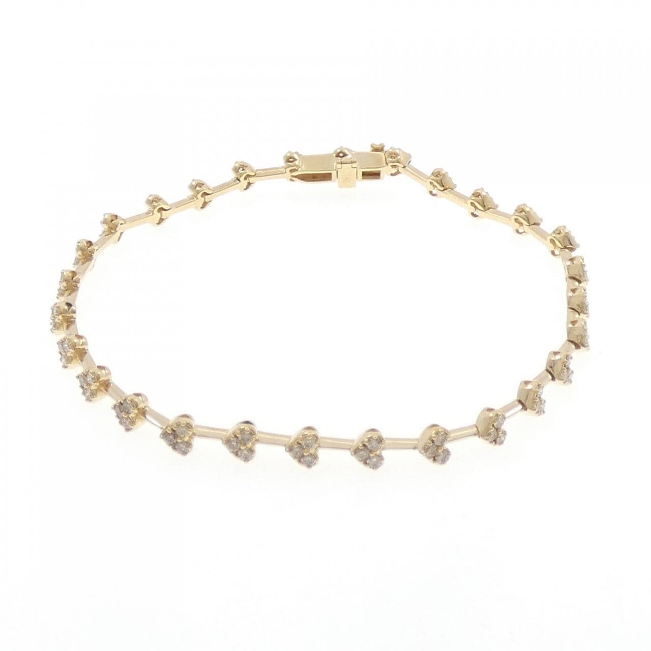 750YG ハート ダイヤモンド ブレスレット