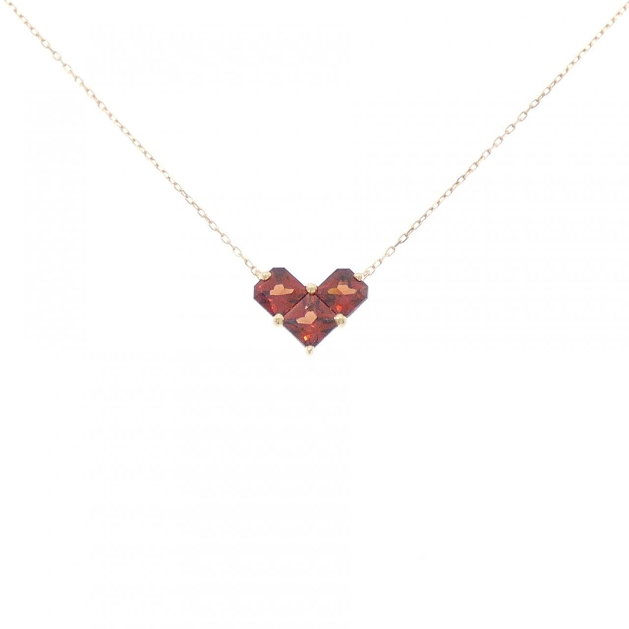 K10YG ハート ガーネット ネックレス