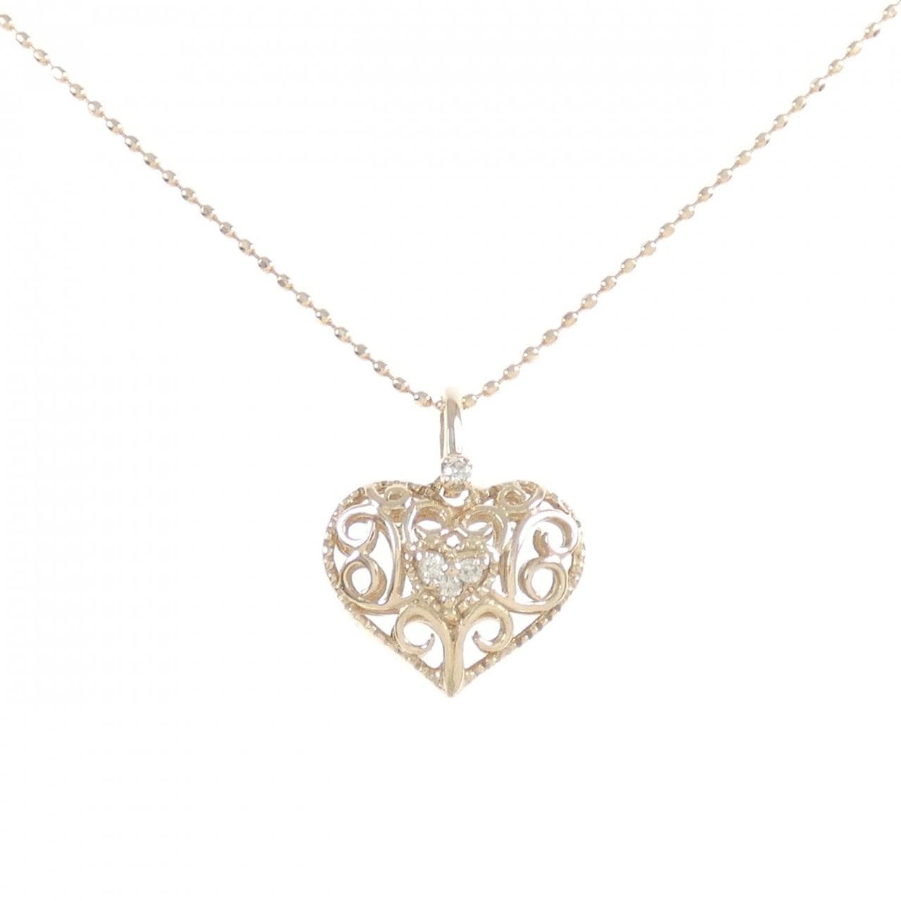 K18PG/K10PG Heart Diamond Necklace 0.03CT