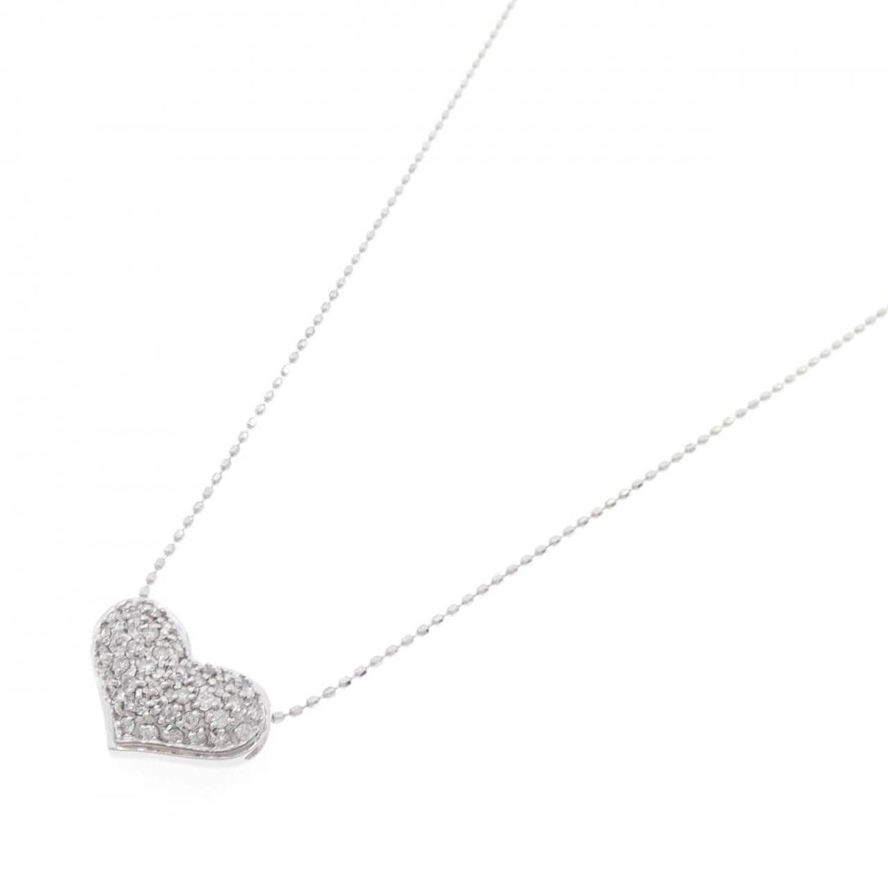 K18WG Pave Heart Diamond Necklace 0.25CT