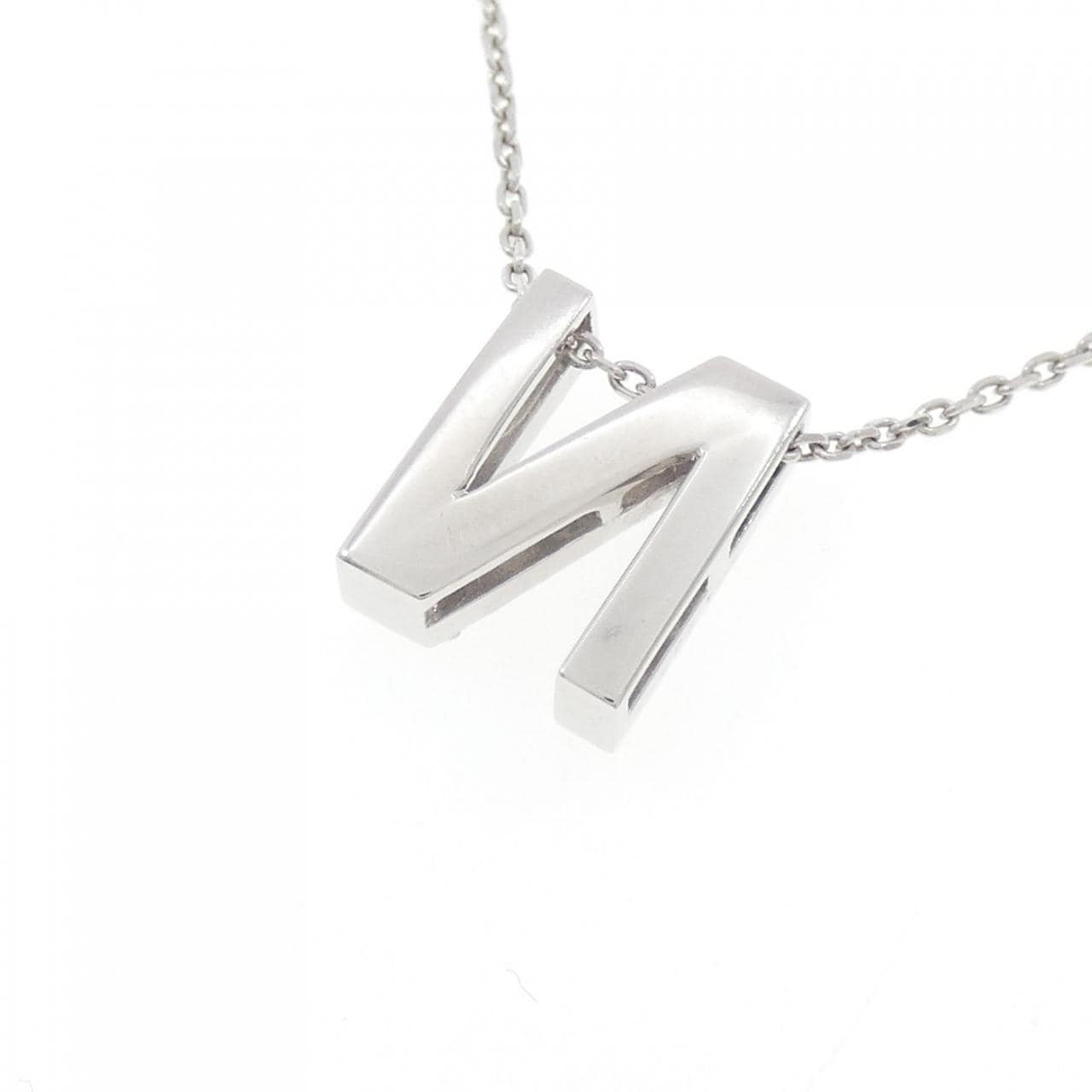 K18WG イニシャルN ダイヤモンド ネックレス 0.36CT