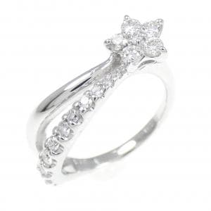 K18WG フラワー ダイヤモンド リング 0.28CT