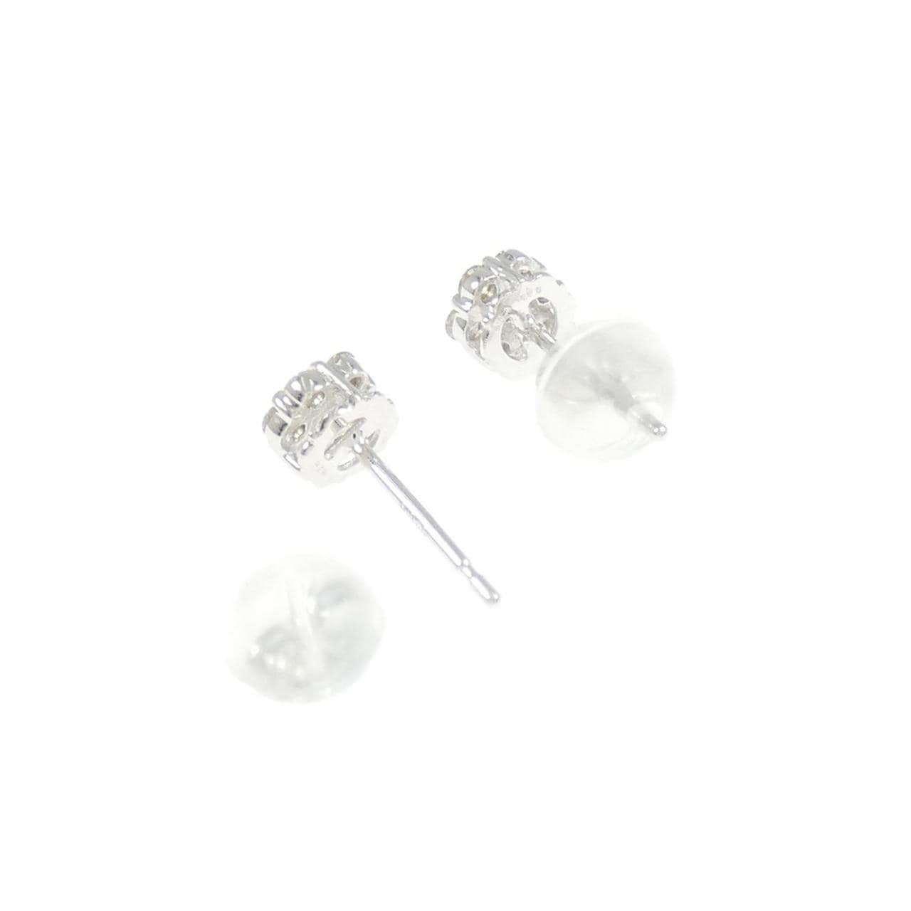[新品] K18WG 花朵钻石耳环 0.20CT