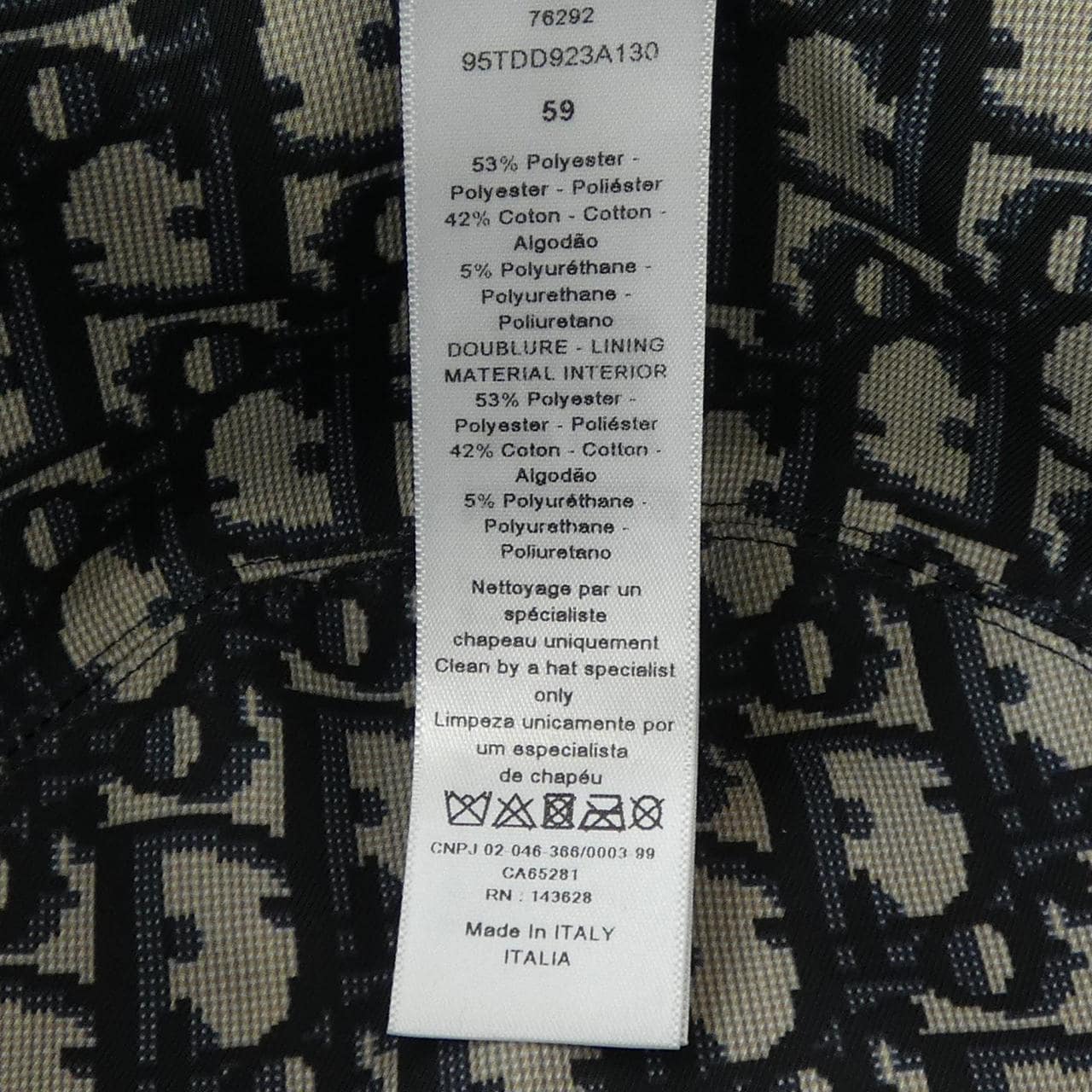 クリスチャンディオール CHRISTIAN DIOR TEDDY-D ボブハット オブリーク 95TDD923A130 ハット