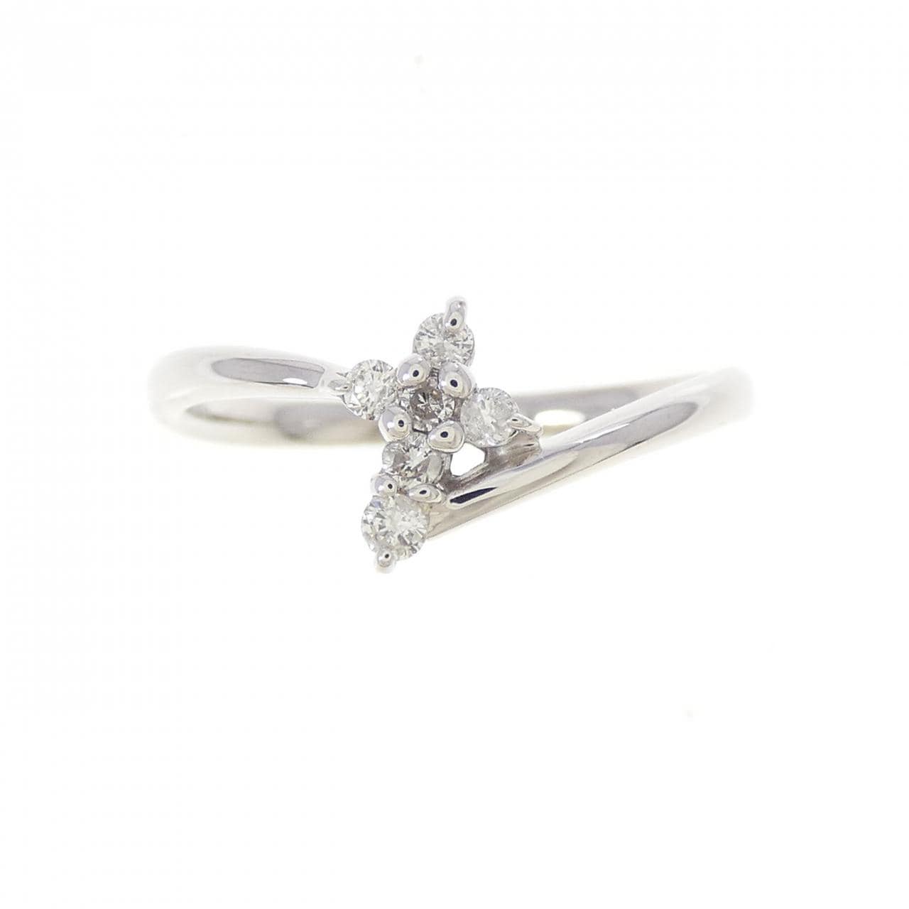 K18WG クロス ダイヤモンド リング 0.10CT