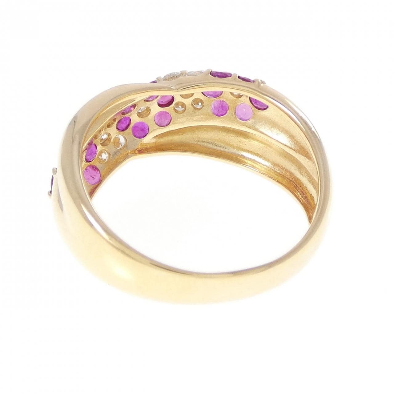 K18YG フラワー ルビー リング 1.00CT