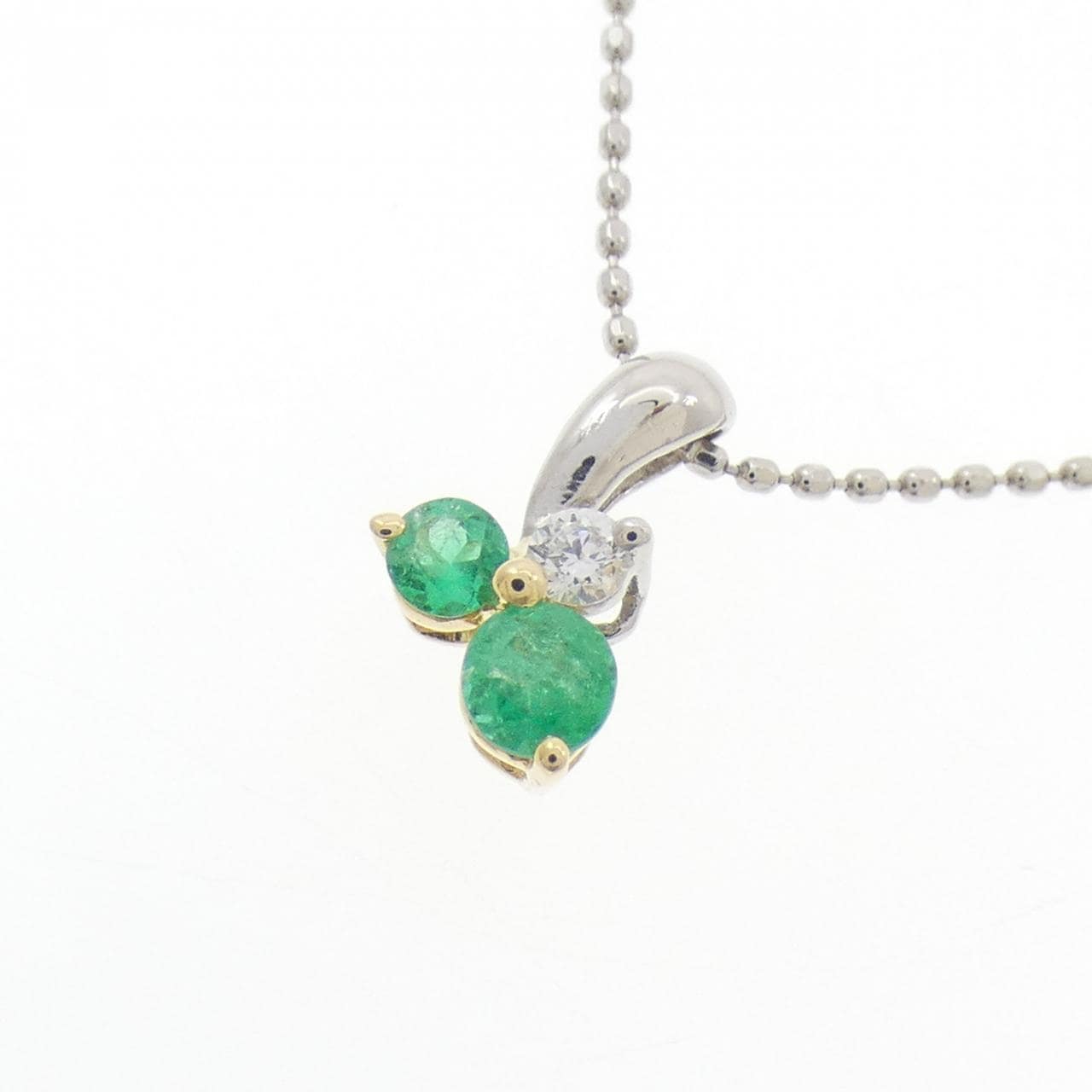 K18/PT900/PT850 エメラルド ネックレス 0.13CT
