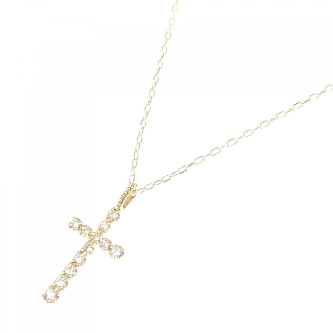 K18YG クロス ダイヤモンド ネックレス 0.10CT