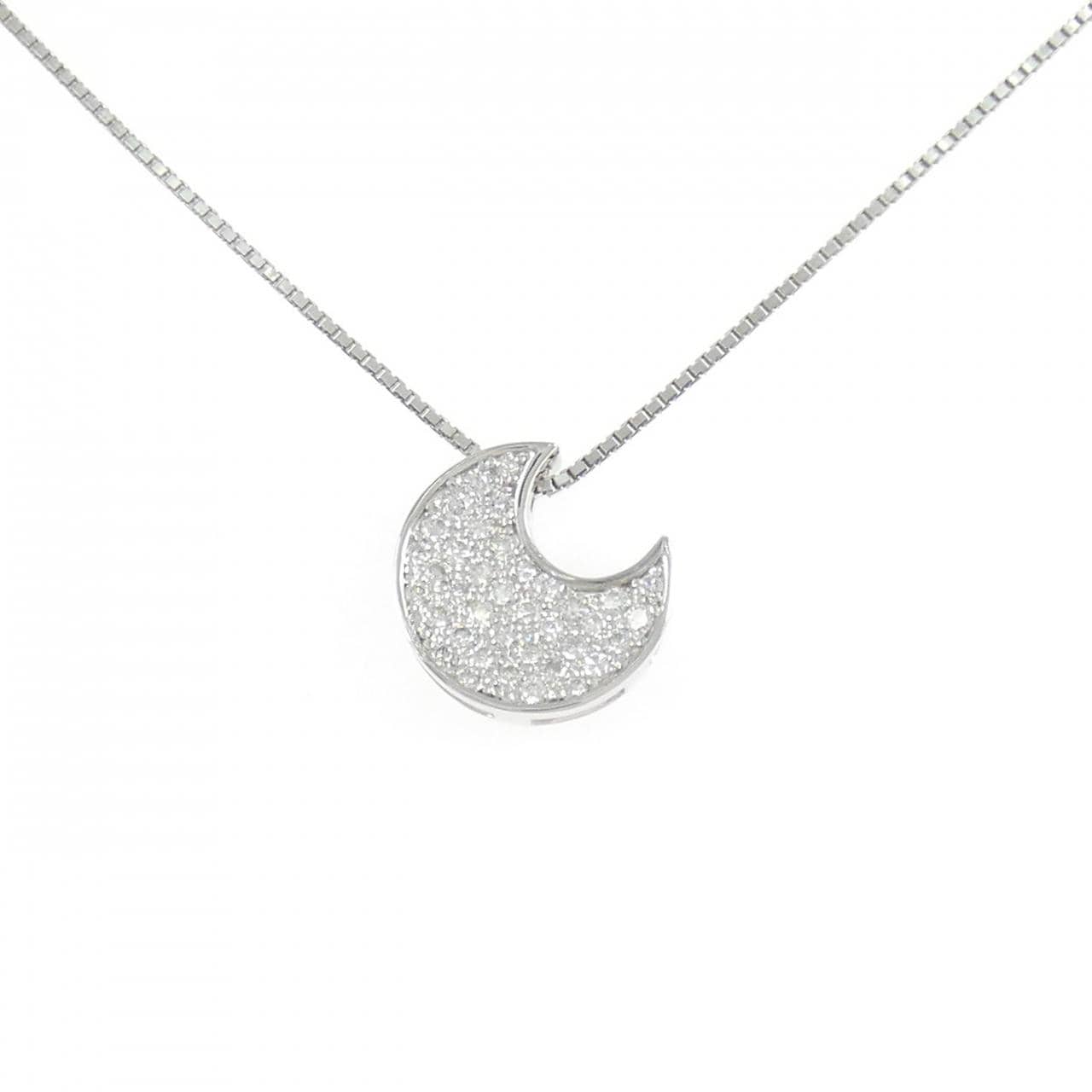 K18WG 月牙形密鑲鑽石項鍊 0.50克拉