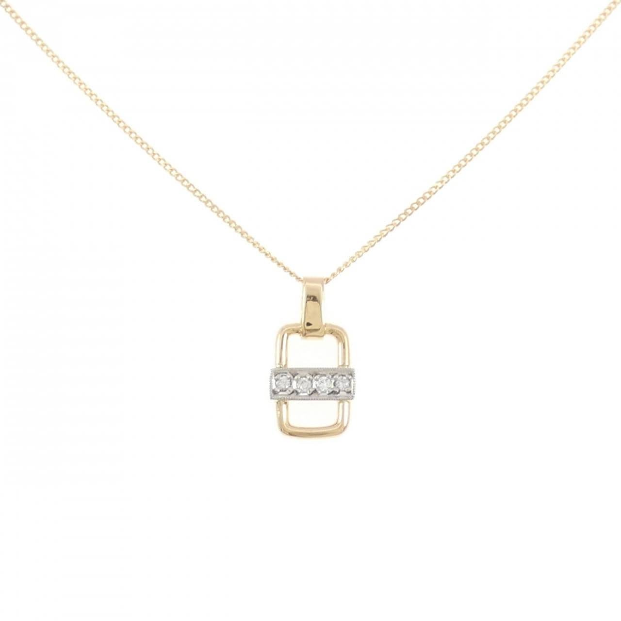 K18YG/PT900 ダイヤモンド ネックレス