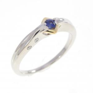 PT900/K18YG サファイヤ リング 0.12CT