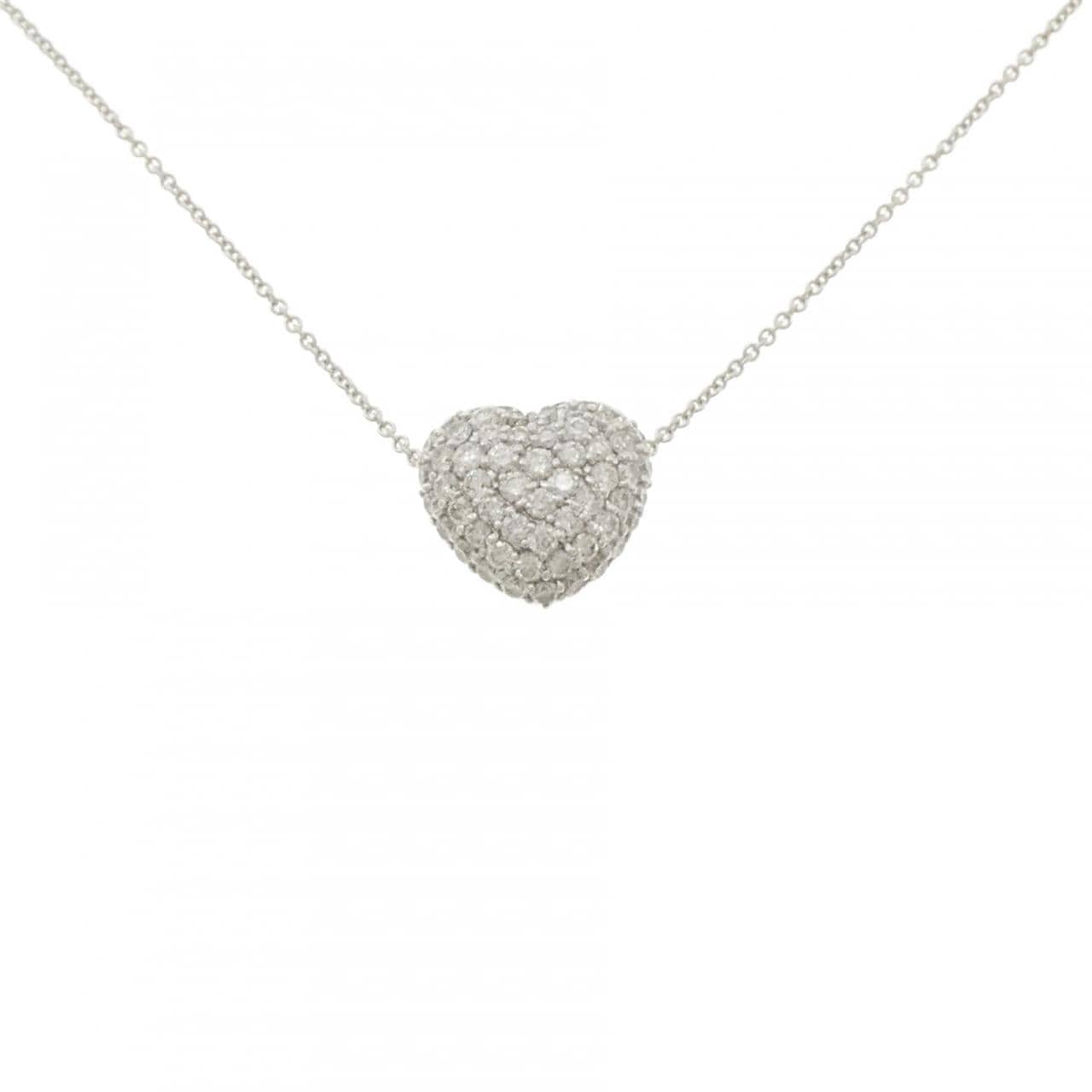 K18WG ハート パヴェ ダイヤモンド ネックレス 1.00CT