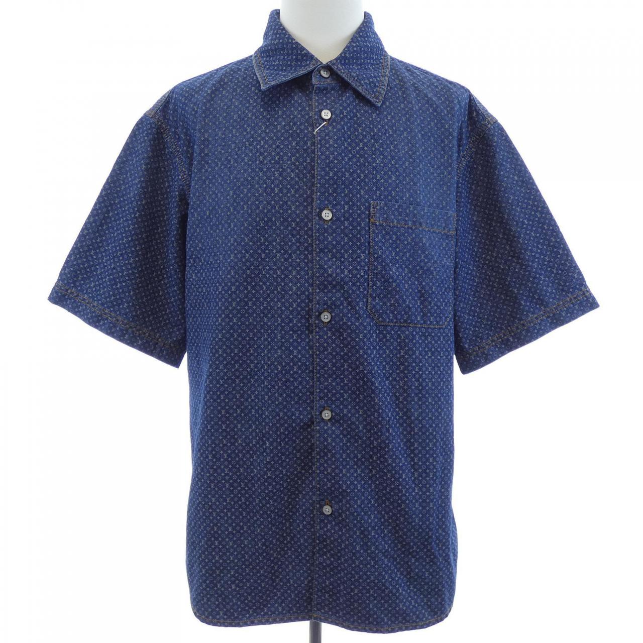 ルイヴィトン LOUIS VUITTON リフレクティブ ナノグラム シャンブレー ショートスリーブシャツ HVS77WMKE S／Sシャツ