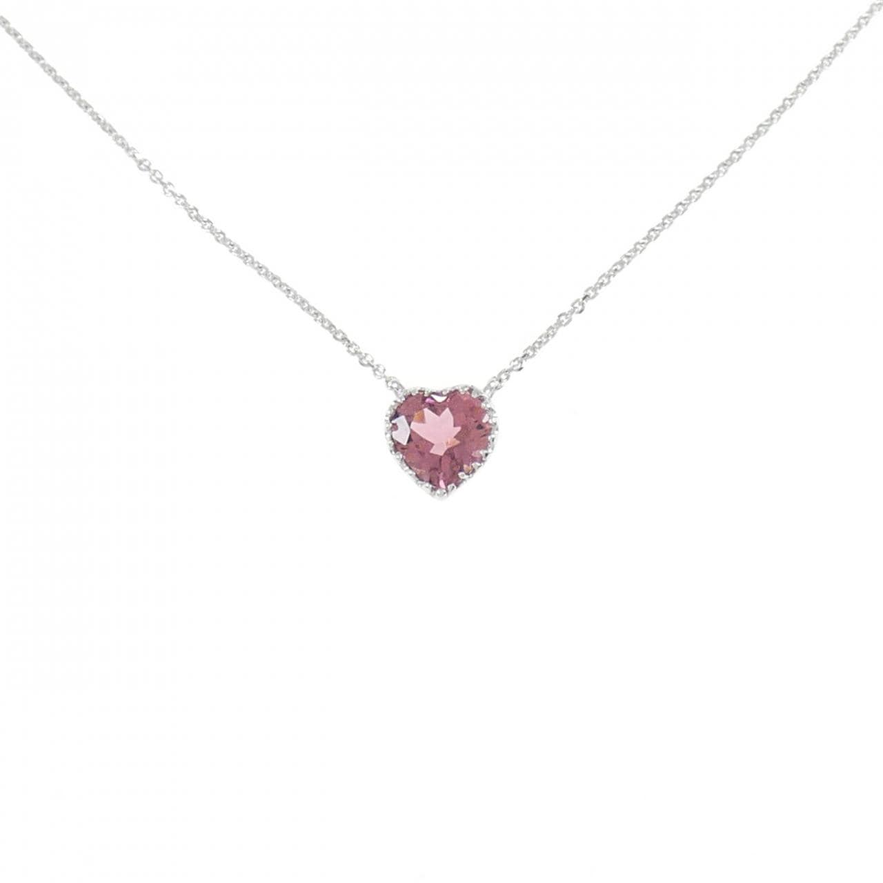 K18WG heart Tourmaline necklace 0.75CT