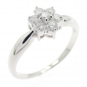 K18WG  フラワーダイヤモンド リング 0.20CT