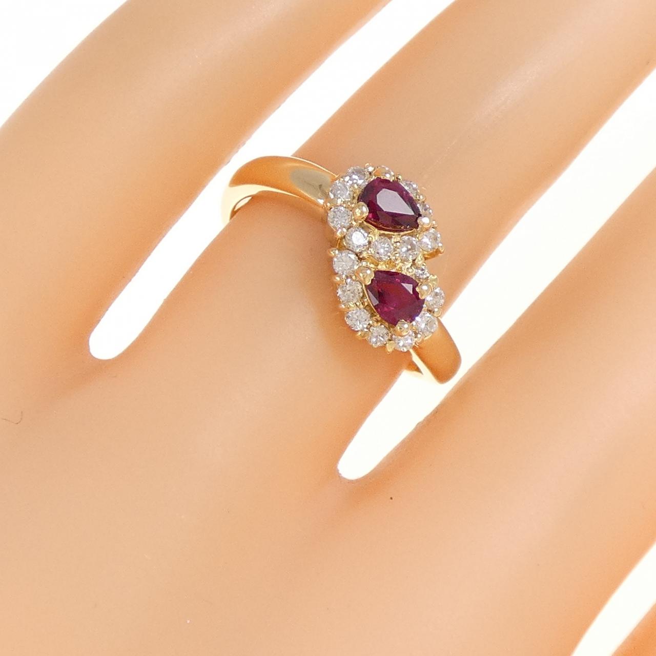 K18YG ルビー リング 0.40CT