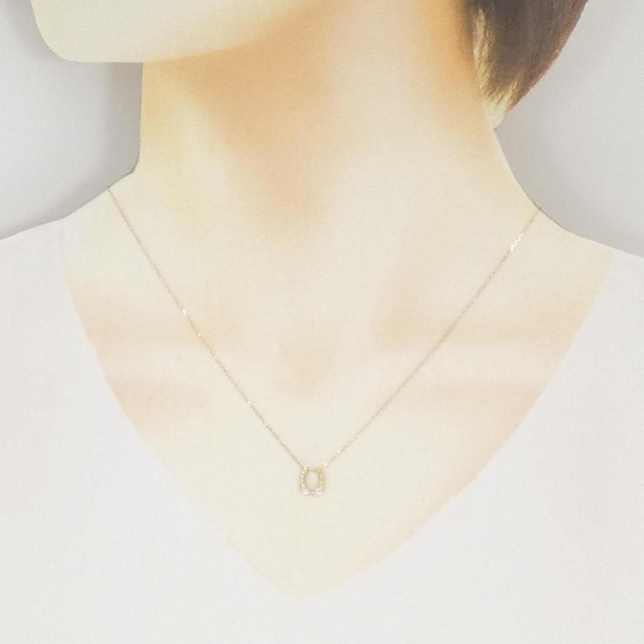 K18YG ホースシュー ダイヤモンド ネックレス 0.07CT