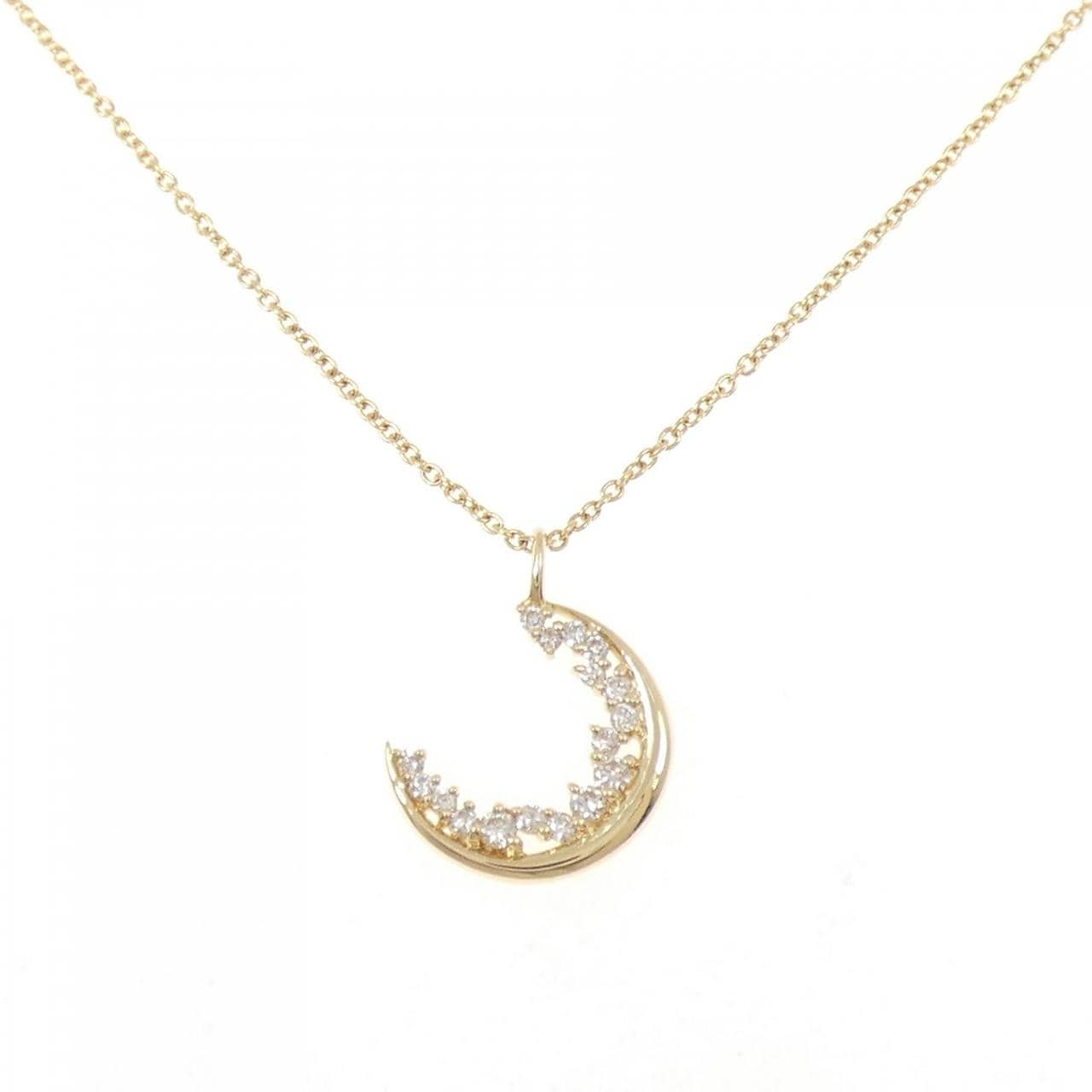 K18YG ムーン ダイヤモンド ネックレス 0.12CT