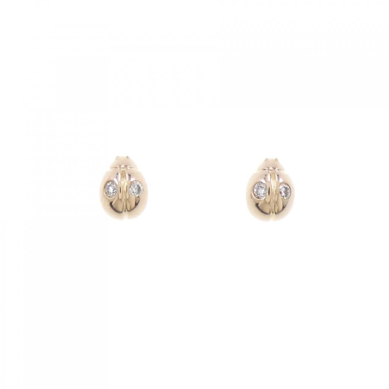 K18PG Ladybird Diamond Earrings 0.058CT