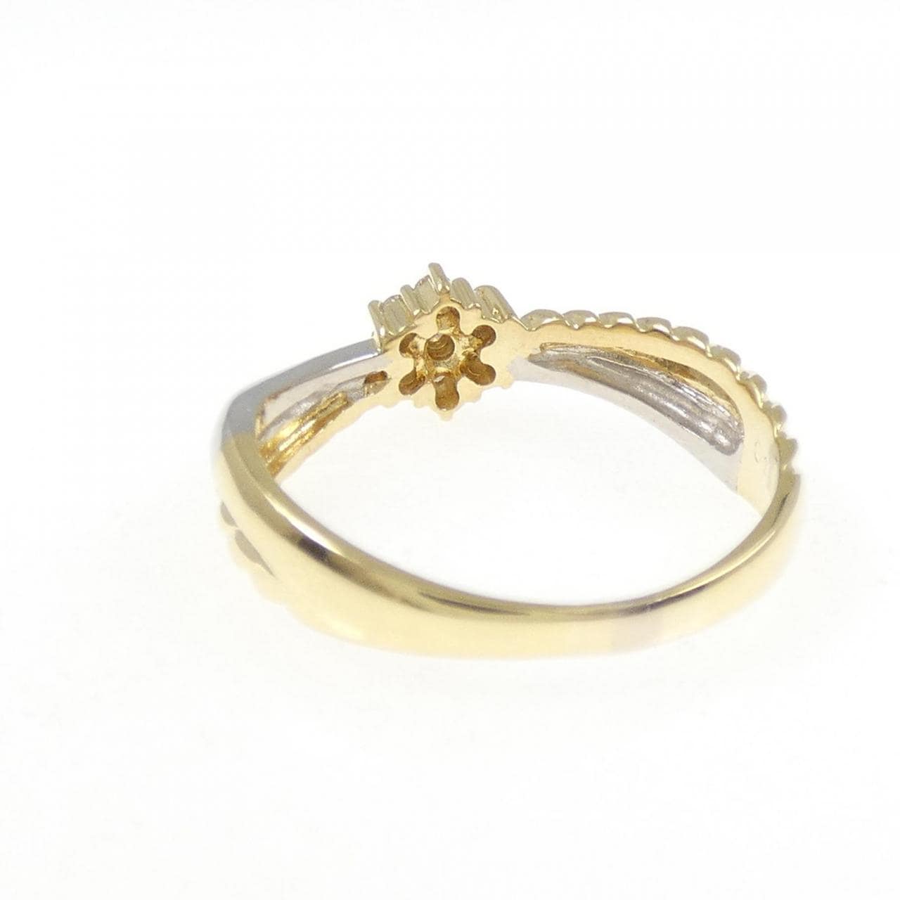 K18YG/PT900 フラワー ダイヤモンド リング 0.10CT