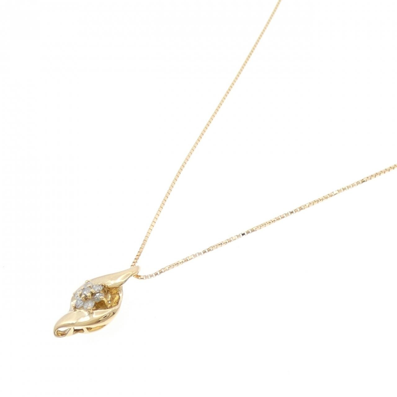 K18YG フラワー ダイヤモンド ネックレス 0.15CT