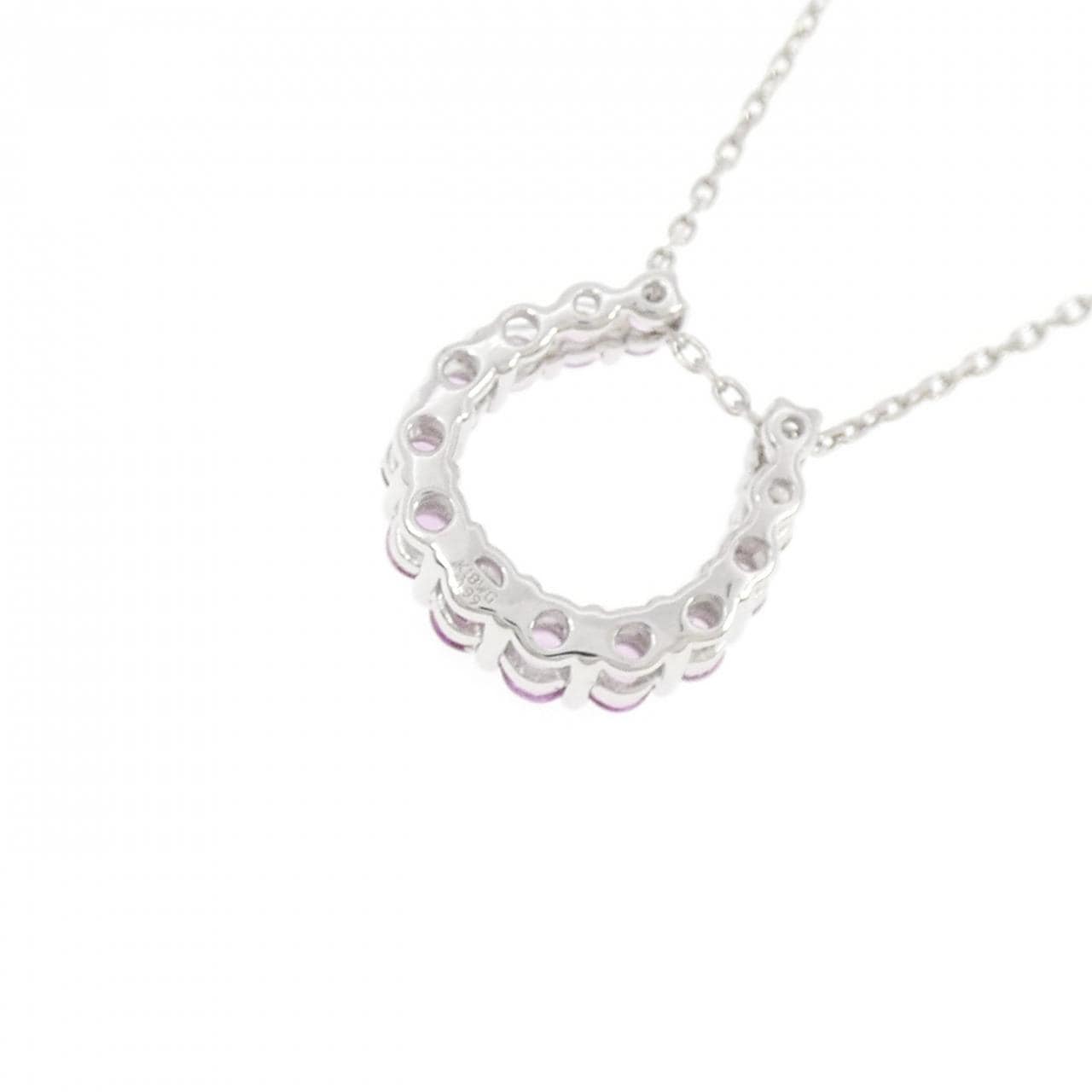 K18WG ホースシュー サファイヤ ネックレス 0.99CT