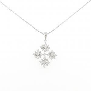 18KWG/K18WG フラワー ダイヤモンド ネックレス 0.80CT