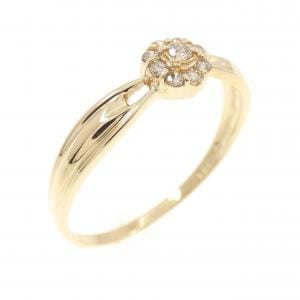 K18YG フラワー ダイヤモンド リング 0.10CT