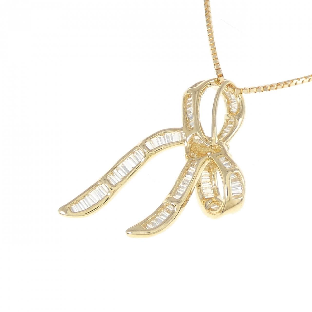 K18YG Ribbon Diamond Necklace 0.35CT