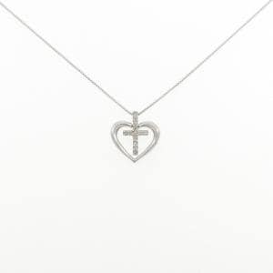 K14WG/K18WG ハート×クロス ダイヤモンド ネックレス 0.06CT