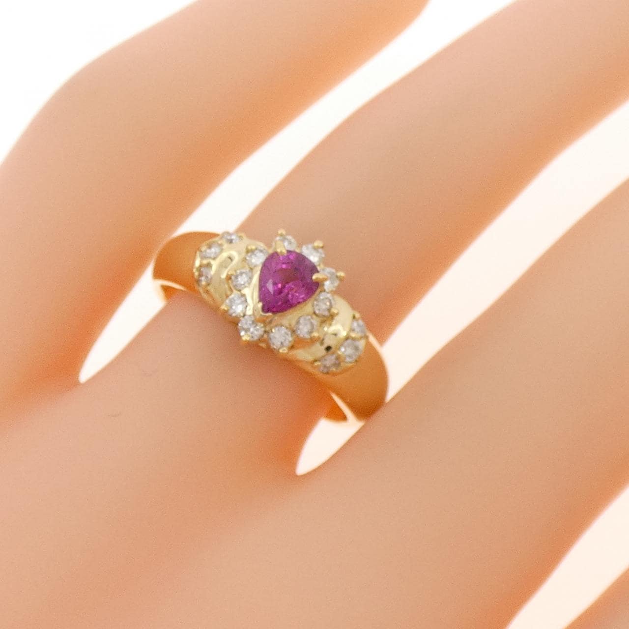 K18YG ルビー リング 0.37CT