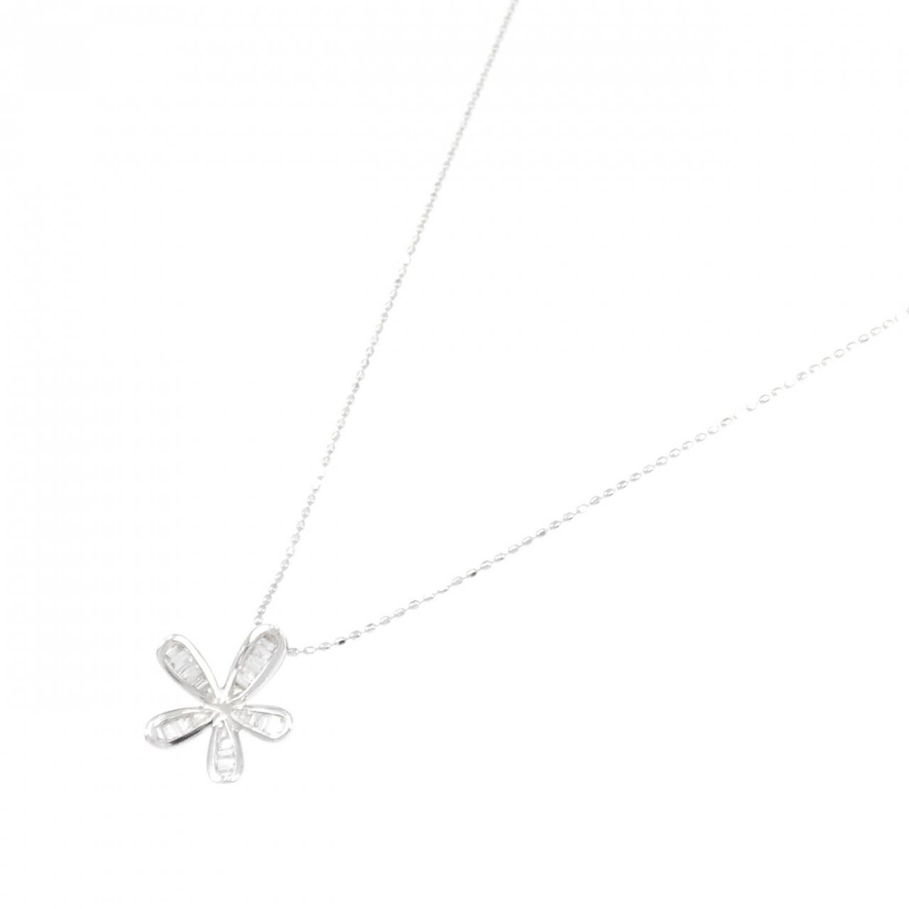 K18WG flower Diamond necklace 0.20CT