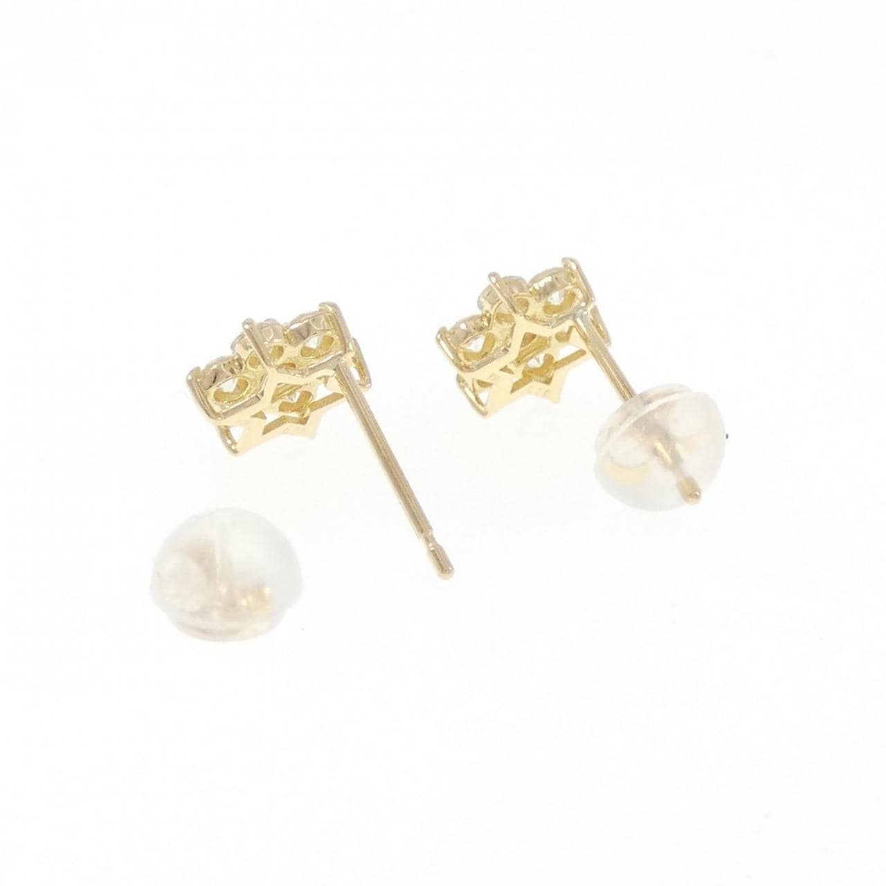 【リメイク】K18YG フラワー ダイヤモンド ピアス 0.60CT