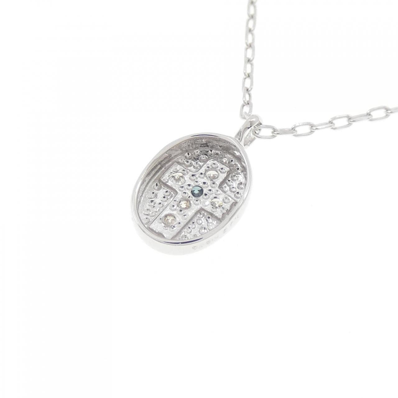 K18WG クロス ダイヤモンド ネックレス 0.05CT