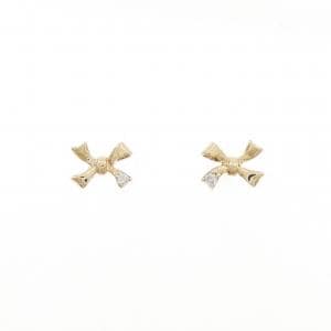 【新品】K10YG リボン ダイヤモンド ピアス 0.02CT