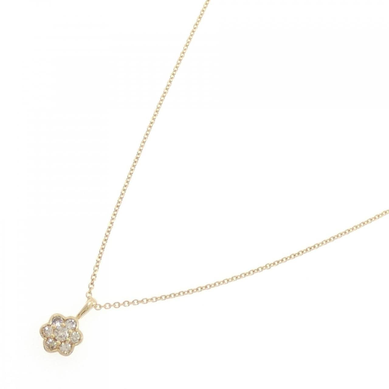 K18YG/750YG フラワー ダイヤモンド ネックレス 0.28CT