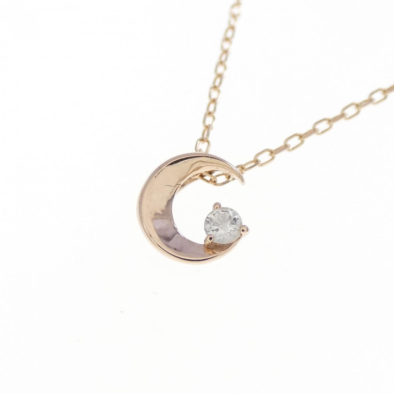 K10PG ムーン ダイヤモンド ネックレス