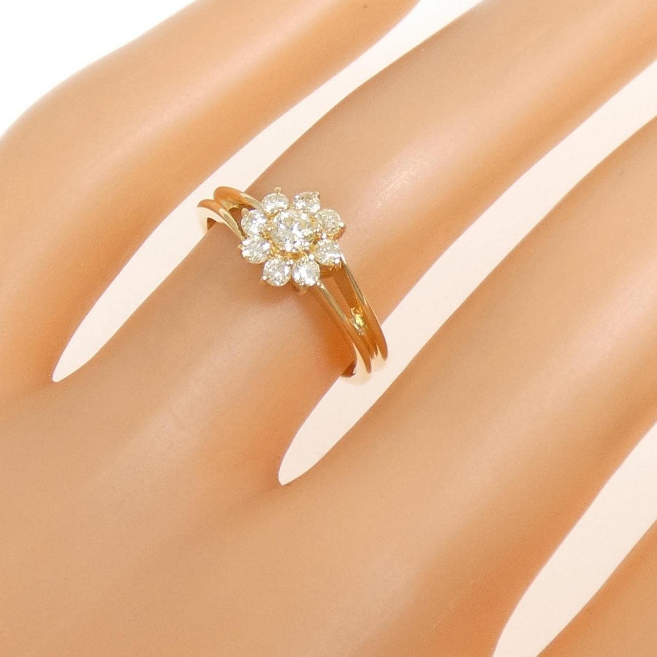 K18YG フラワー ダイヤモンド リング 0.31CT