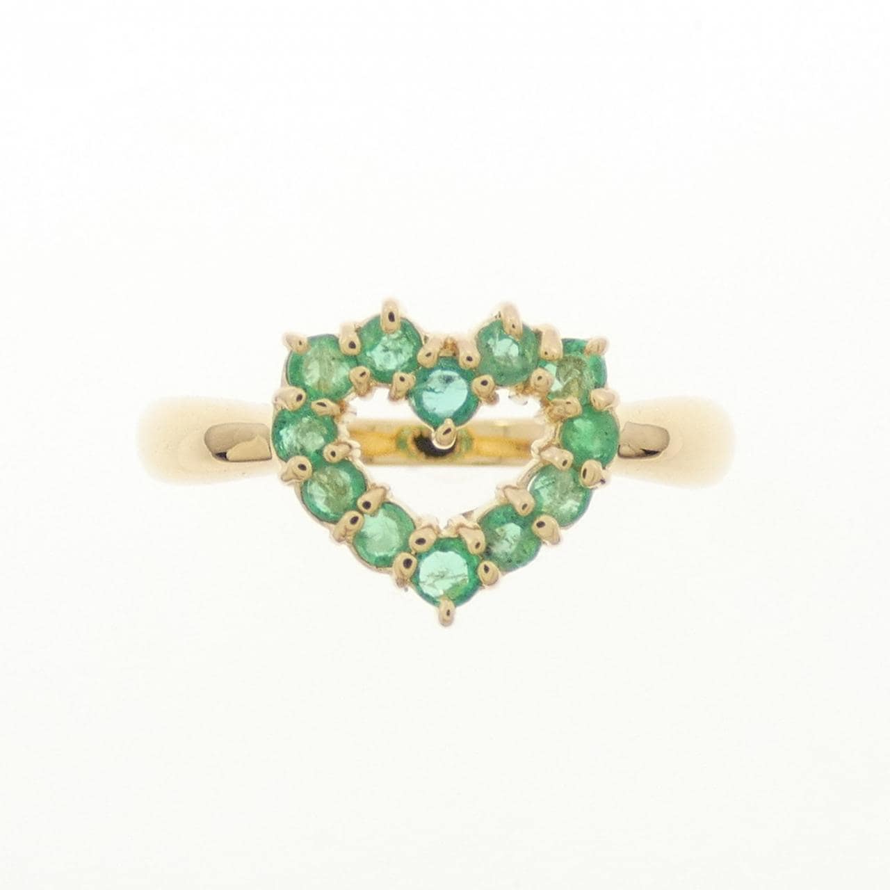 K18YG ハート エメラルド リング
