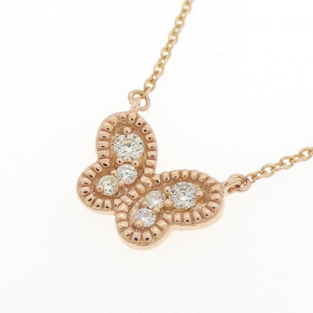 750PG バタフライ ダイヤモンド ネックレス