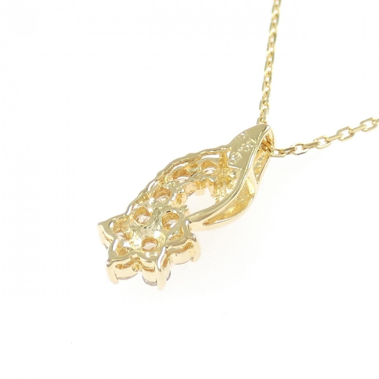 K18YG フラワー ダイヤモンド ネックレス 0.50CT