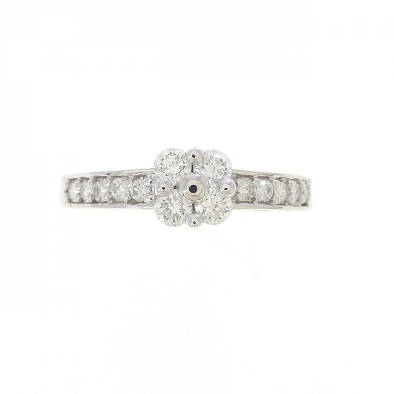 750WG フラワー ダイヤモンド リング 0.37CT
