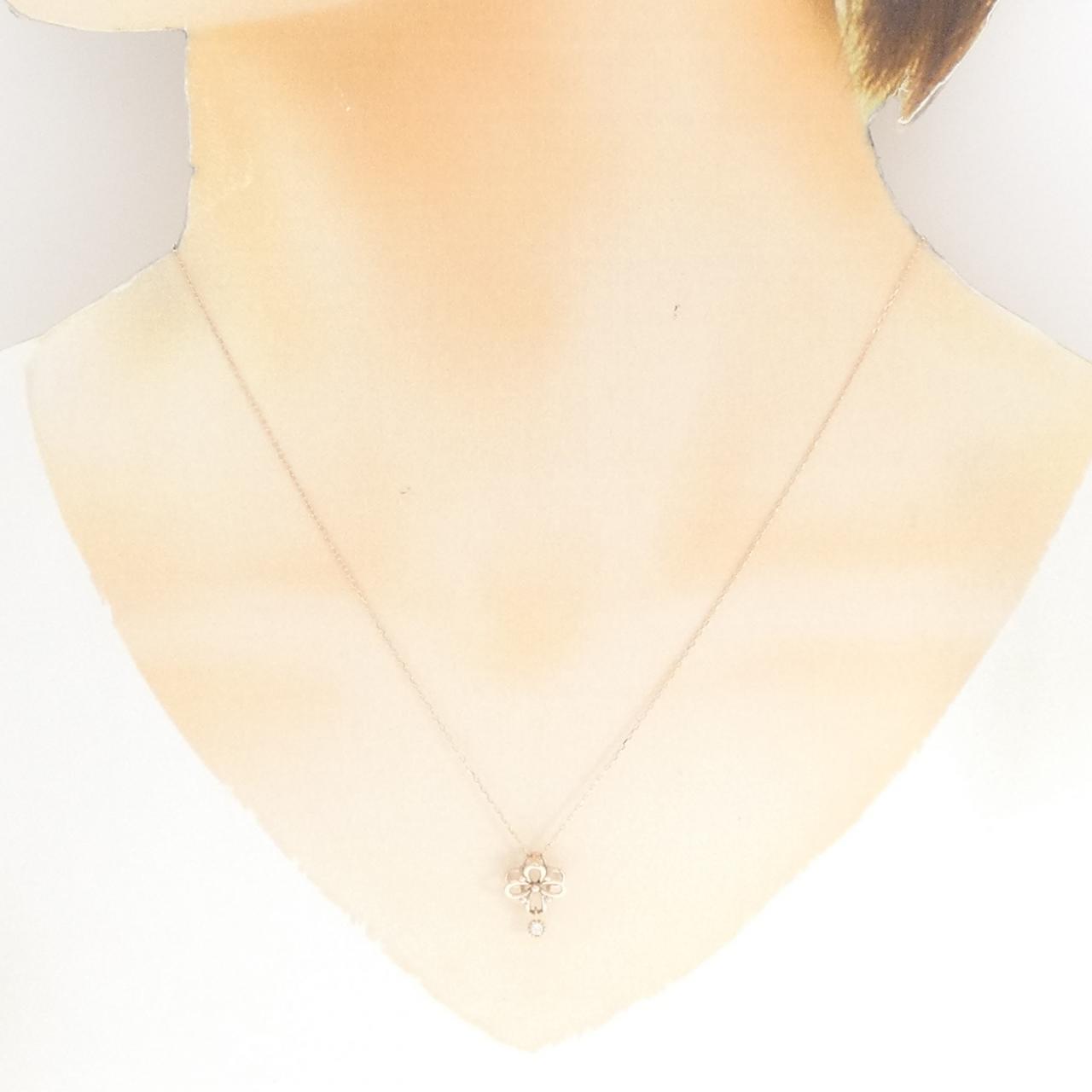 K10PG フラワー ダイヤモンド ネックレス 0.02CT