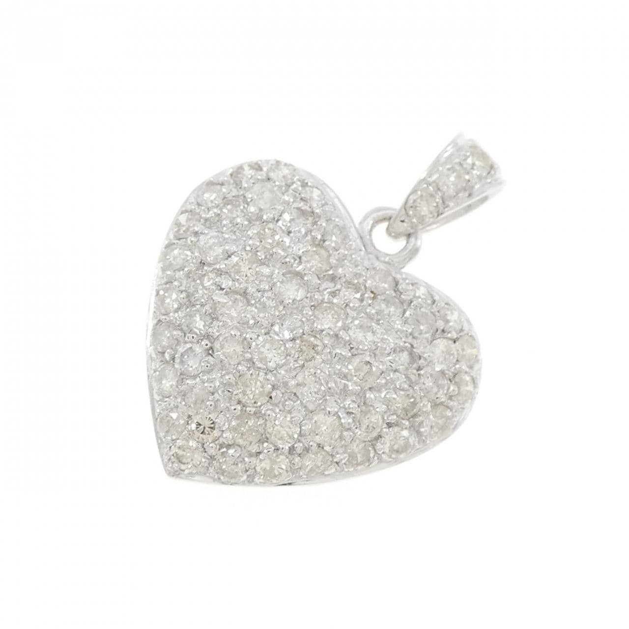 K18WG Pave Heart Diamond Pendant 1.00CT