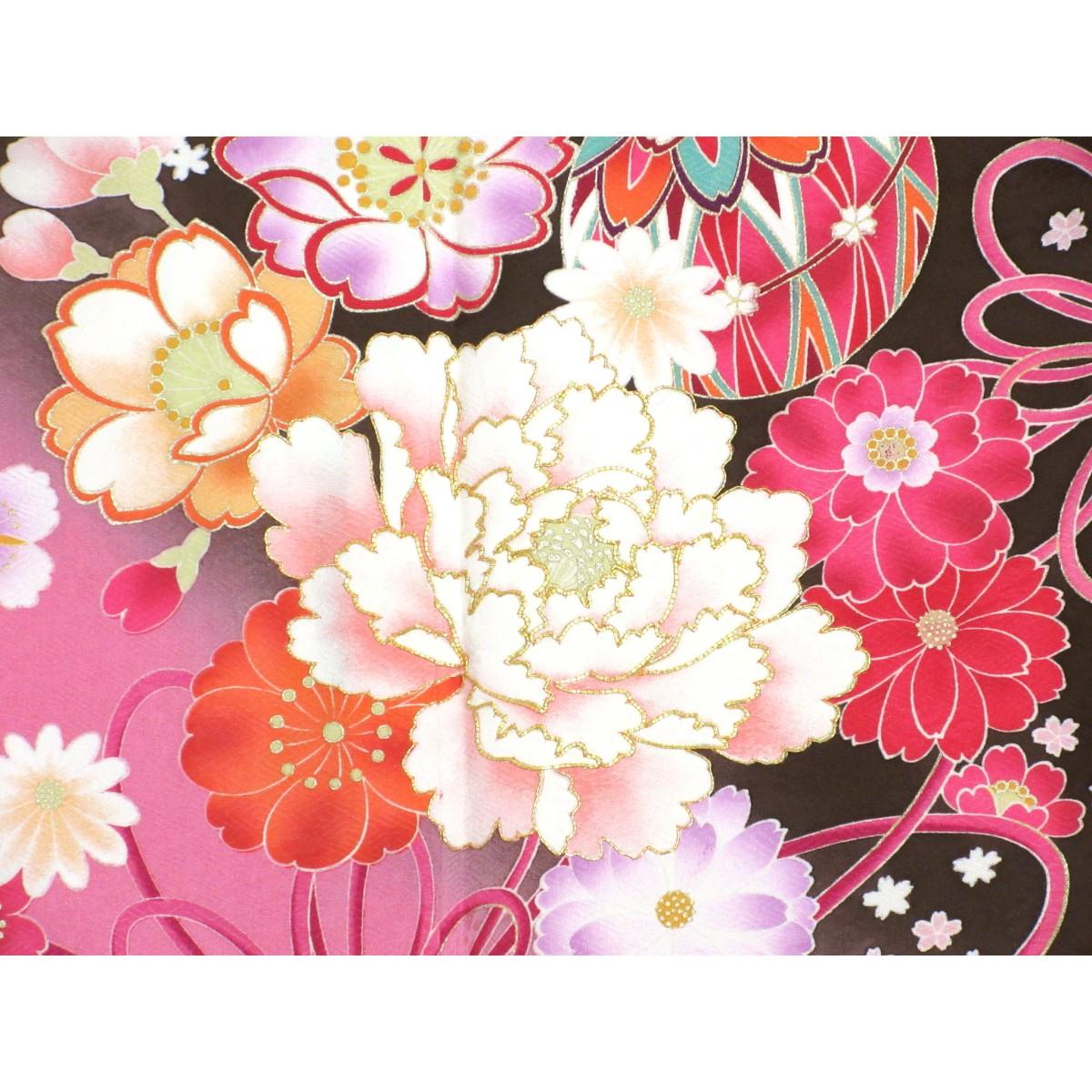振袖　友禅金彩加工　刺繍入りボカシ染