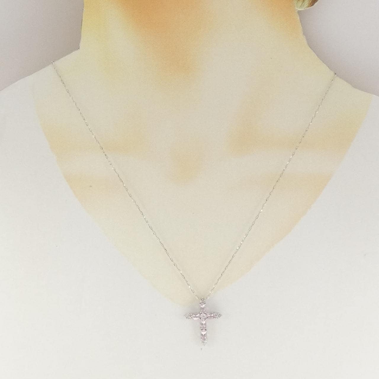 K18WG クロス モルガナイト ネックレス 0.97CT