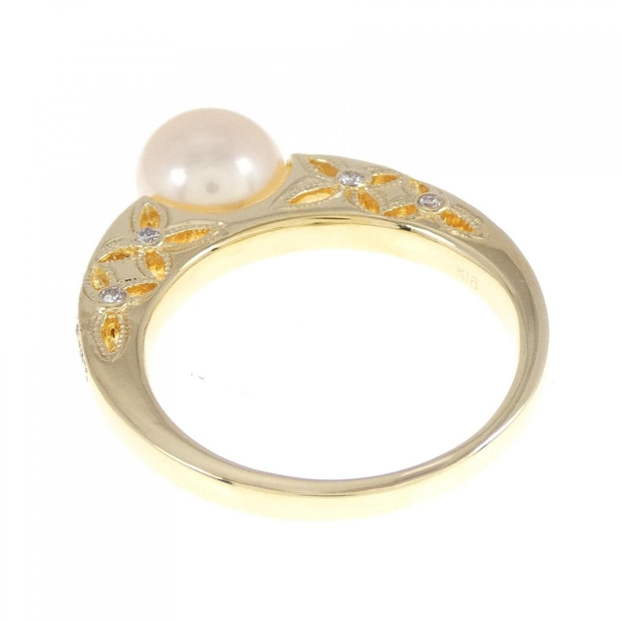 K18YG freshwater pearl ring 7.4mm