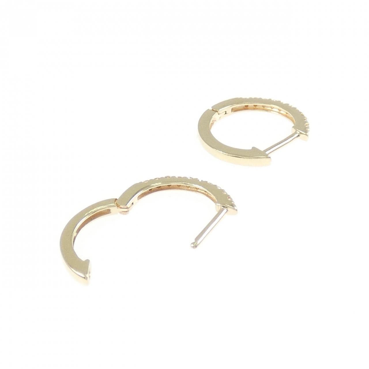 K10YG ダイヤモンド フープ ピアス 0.14CT