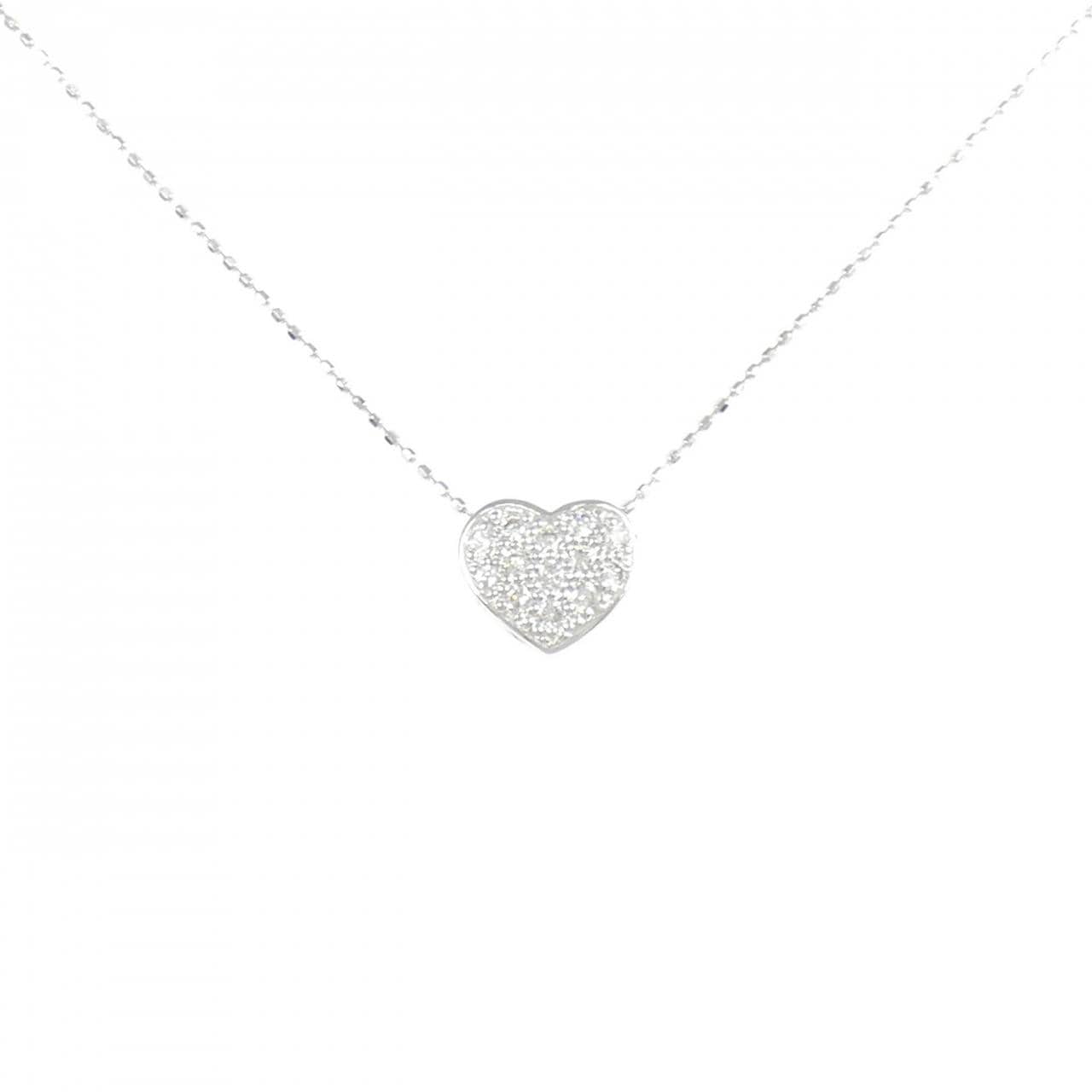 750WG/K18WG ハート ダイヤモンド ネックレス 0.17CT