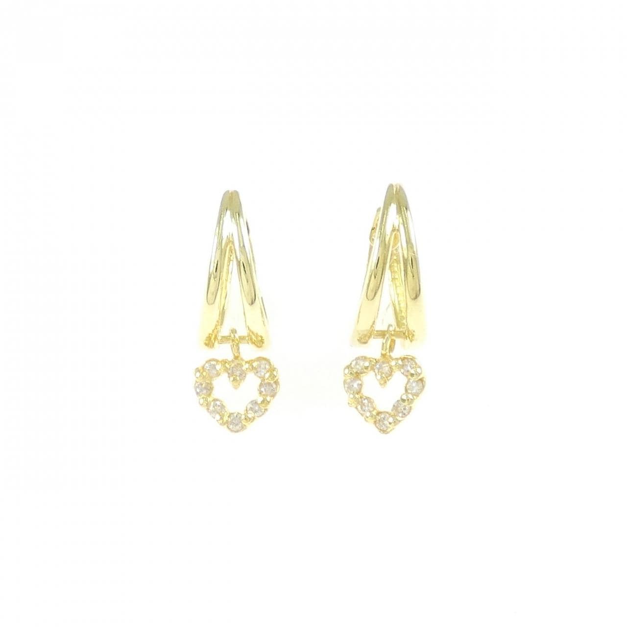 K18YG ハート ダイヤモンド ピアス 0.10CT